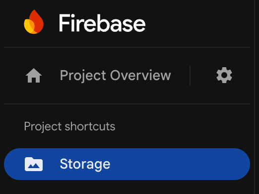 Firebase storage setup screen
